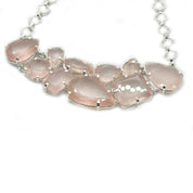 rose quartz chunky silver gemstone necklace