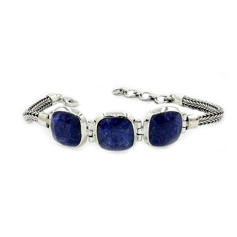 sapphire quartz sterling silver gemstone bracelet