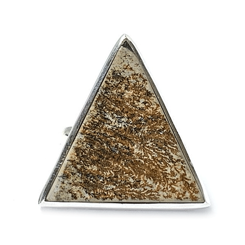 triangle silver leaf jasper gemstone ring