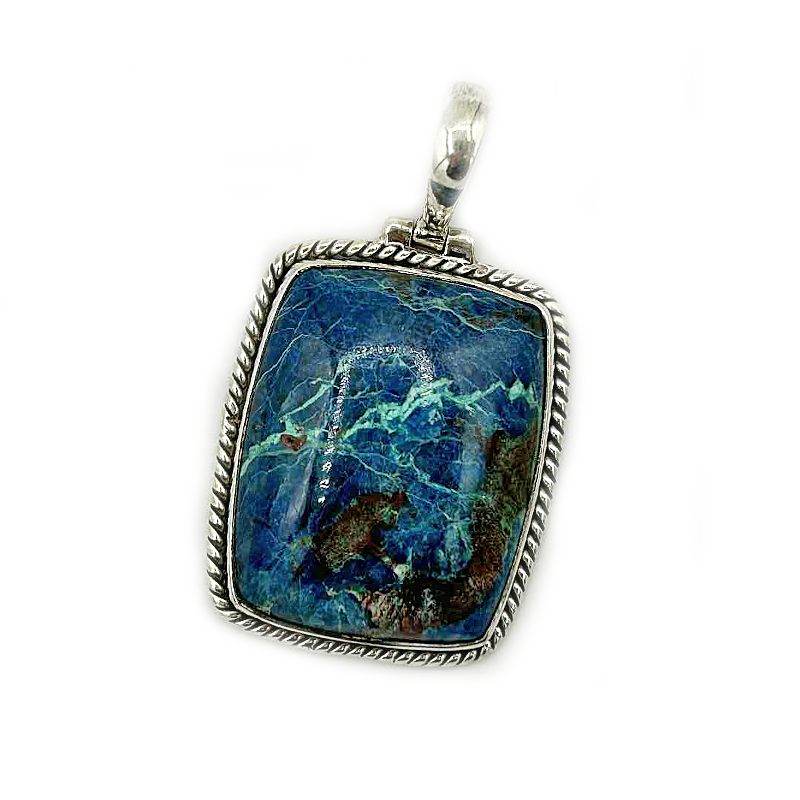 shattuckite sterling silver gemstone pendant