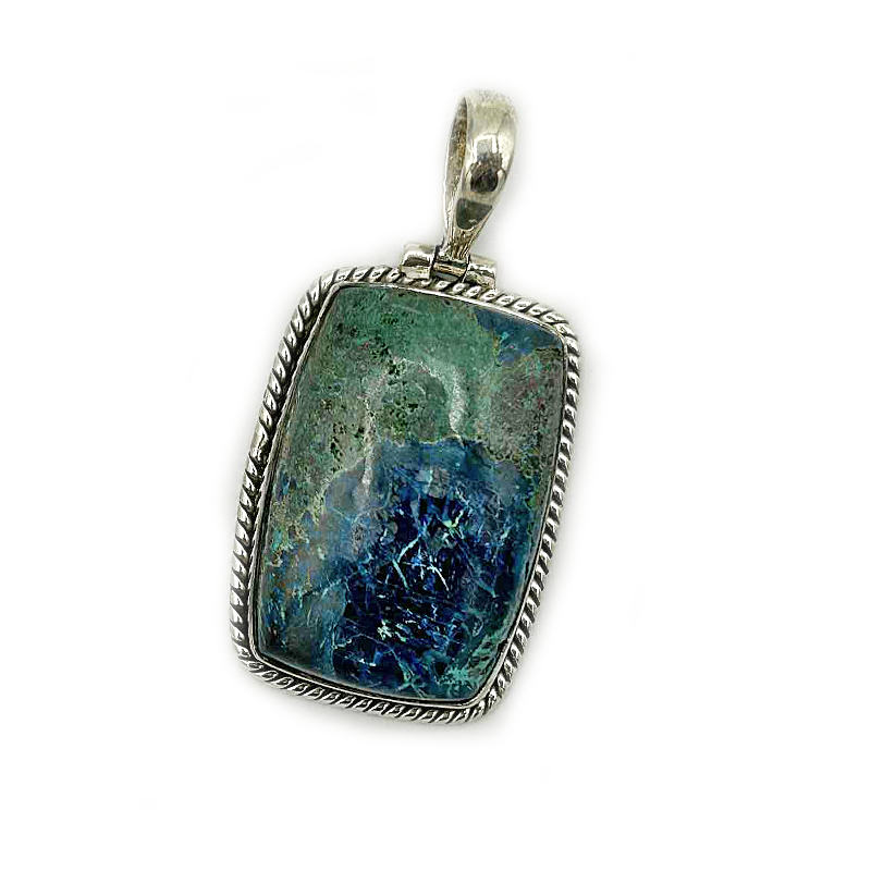 shattuckite sterling silver gemstone pendant