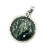 Seraphinite Round Bohemian Silver Pendant