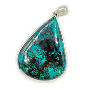 large shattuckite teardrop sterling silver gesmtone pendant