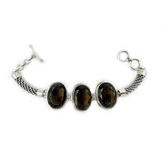 chunky smoky quartz sterling silver gemstone bracelet