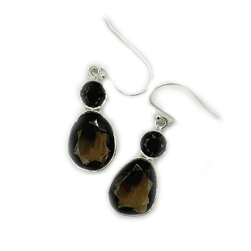 smoky quartz sterling silver gemstone earrings