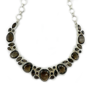 smoky quartz silver gemstone necklace