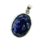 Saun Sapphire Quartz Oval Silver Pendant