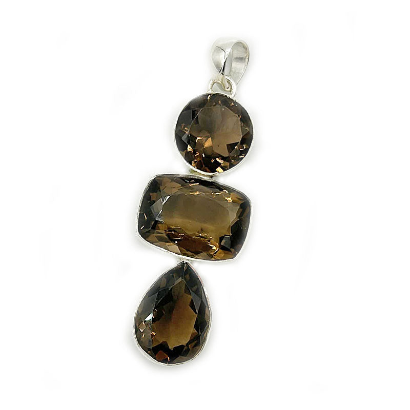 smoky quartz sterling silver gemstone pendant