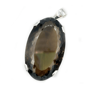 smoky quartz oval silver gemstone pendant