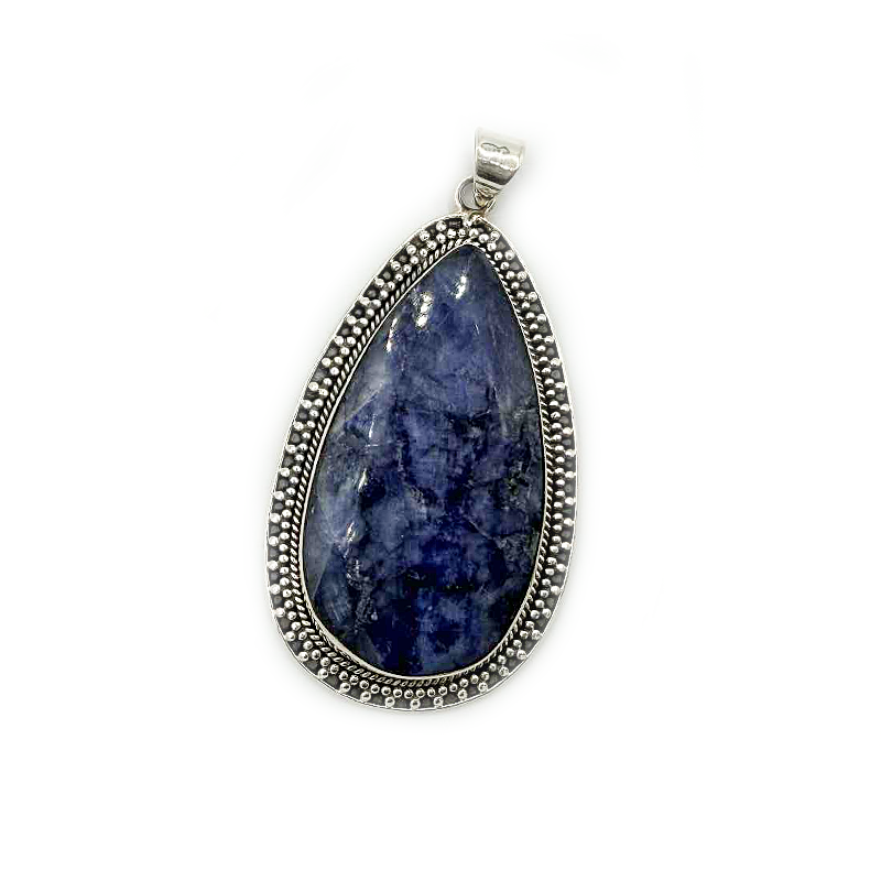 large sapphire quartz sterling silver gemstone pendant
