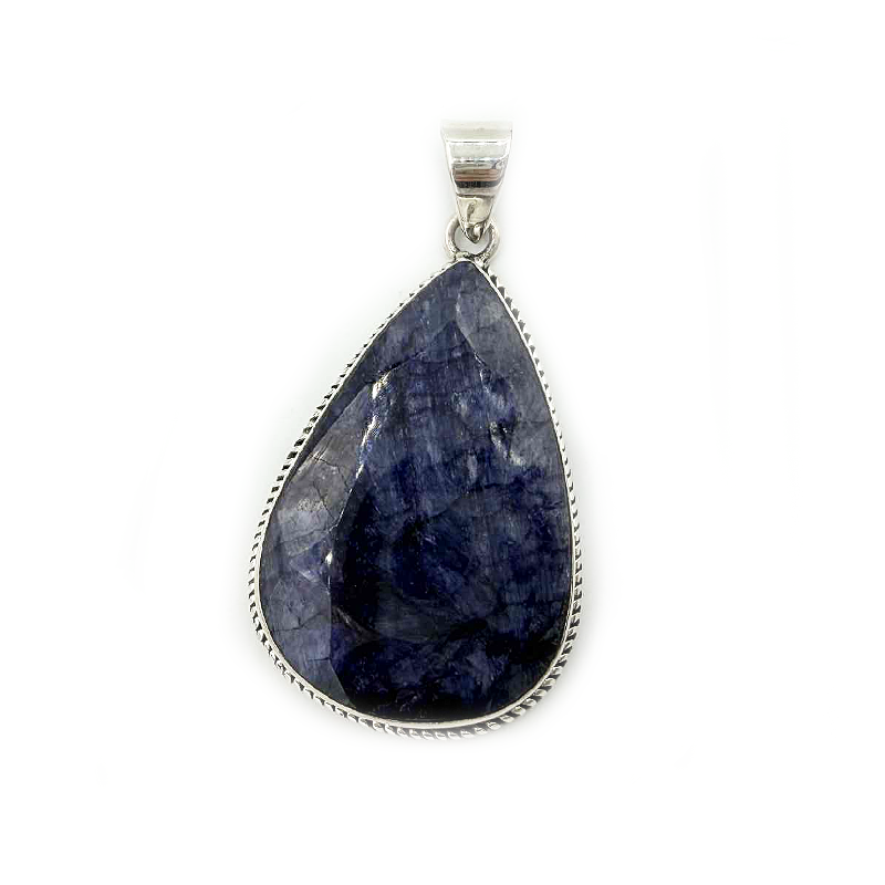 teardrop sapphire quartz sterling silver gemstone pendant