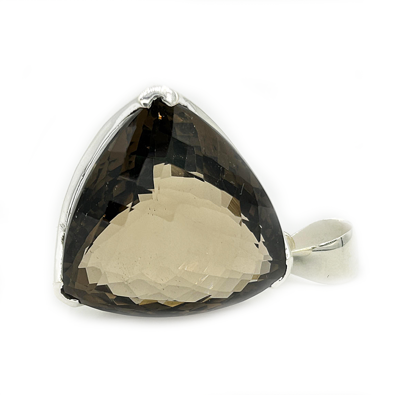 large smoky quartz silver gemstone pendant