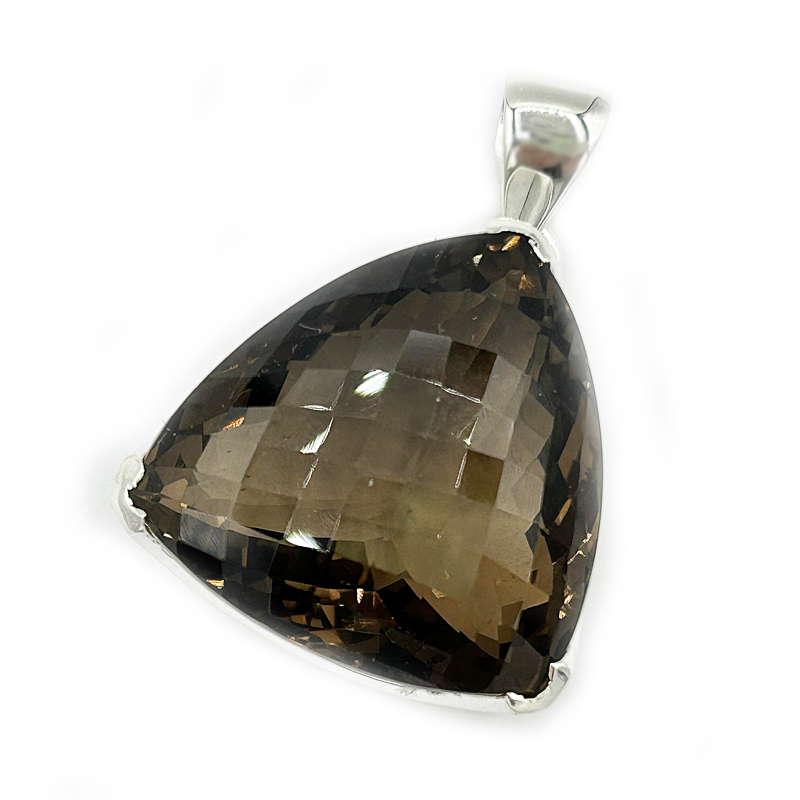 large smoky quartz silver gemstone pendant