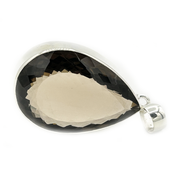 teardrop smoky quartz silver gemstone pendant