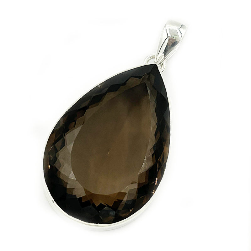 teardrop smoky quartz silver gemstone pendant