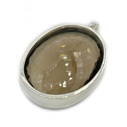 large smoky quartz oval silver gemstone pendant