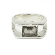 smoky quartz emerald cut sterling silver gemstone ring