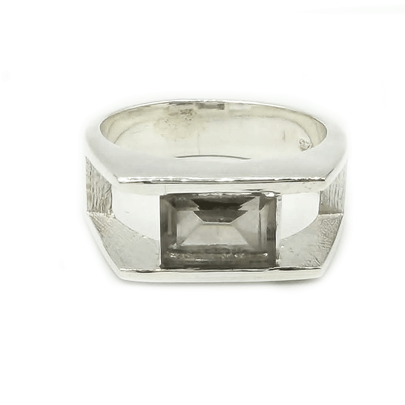 smoky quartz emerald cut sterling silver gemstone ring
