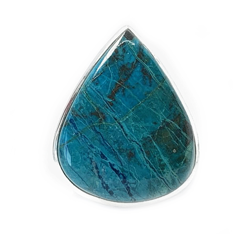 large shattuckite teardrop silver gemstone ring