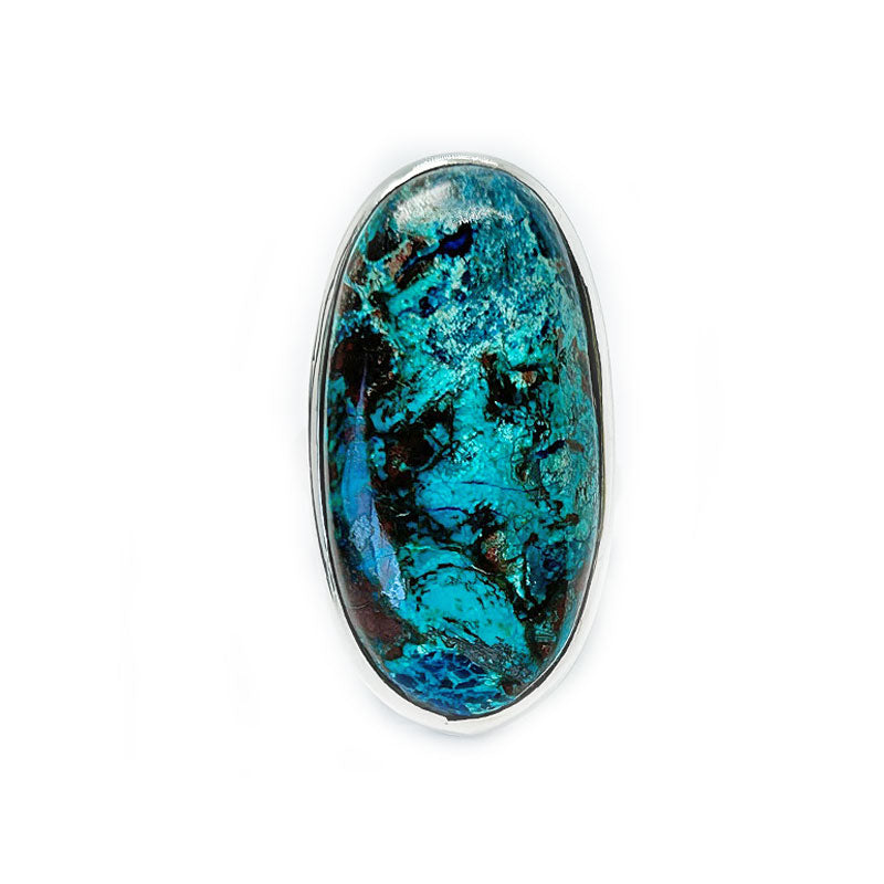large oval shattuckite silver gemstone ring