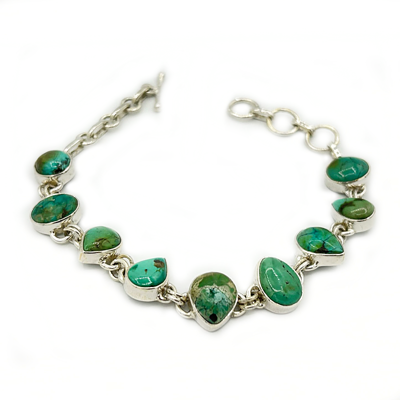 turquoise gemstone sterling silver bracelet