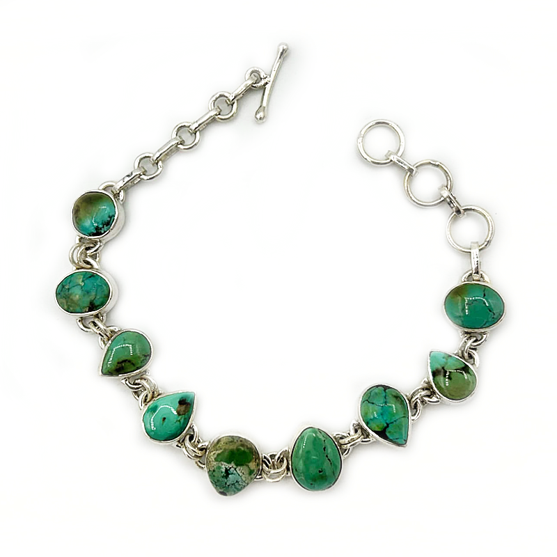 turquoise gemstone sterling silver bracelet
