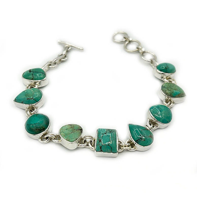 turquoise gemstone sterling silver bracelet