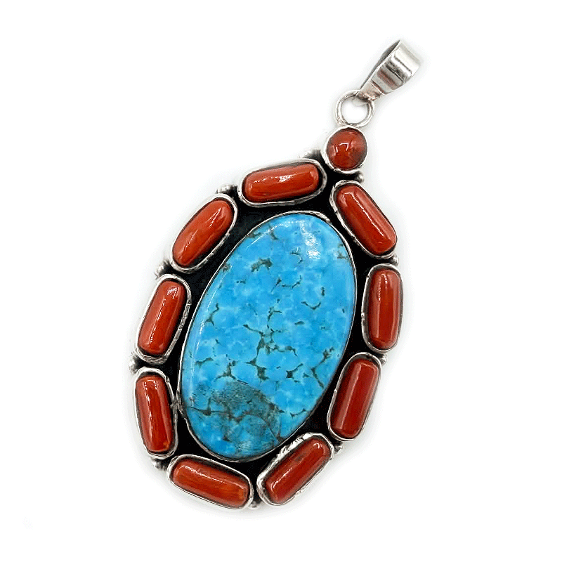 Turquoise Coral Vintage Style Pendant
