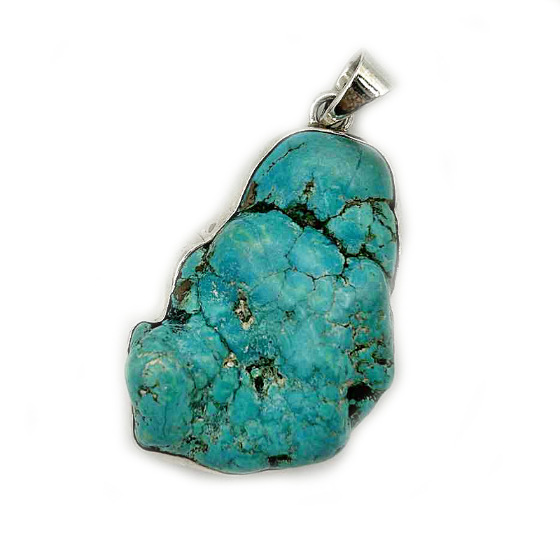 big turquoise sterling silver gemstone pendant