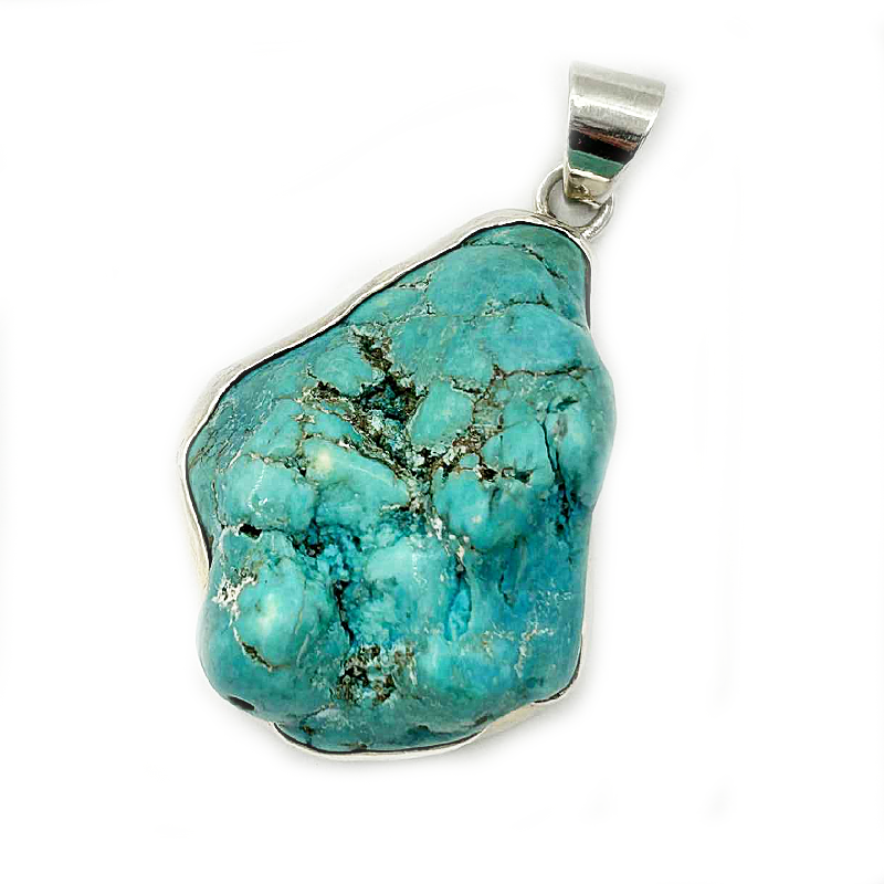 big turquoise sterling silver gemstone pendant