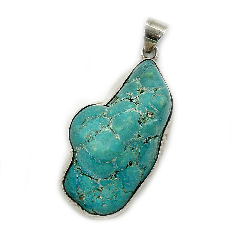 big turquoise sterling silver gemstone pendant