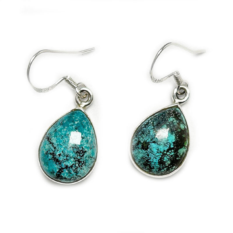 teardrop turquoise silver gemstone earrings