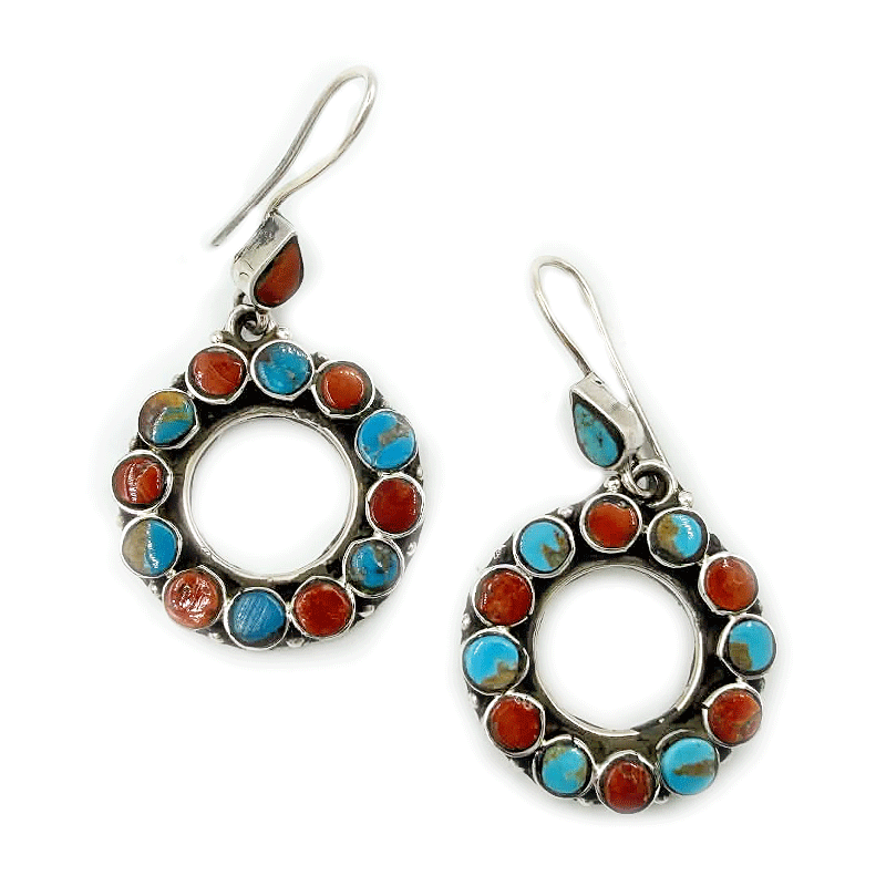 Turquoise Coral Vintage Style Earrings