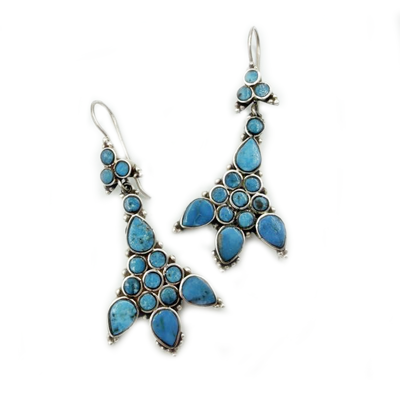 turquoise sterling silver boho style earrings