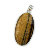 tigers eye oval sterling silver gemstone pendant