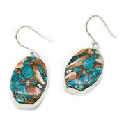 oyster turquoise silver gemstone earrings
