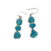 raw turquoise sterling silver gemstone earrings