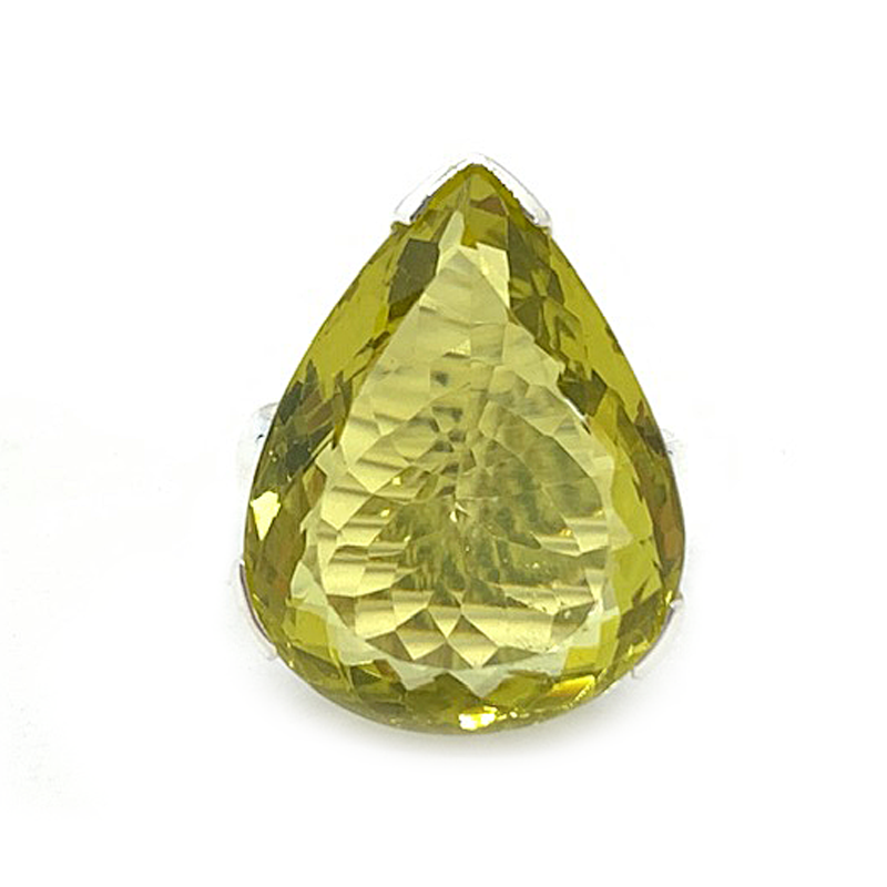 lemon quartz teardrop silver gemstone ring