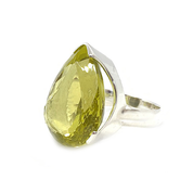 lemon quartz teardrop silver gemstone ring