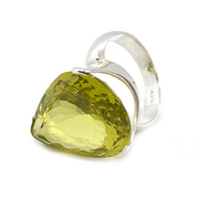 lemon quartz teardrop silver gemstone ring