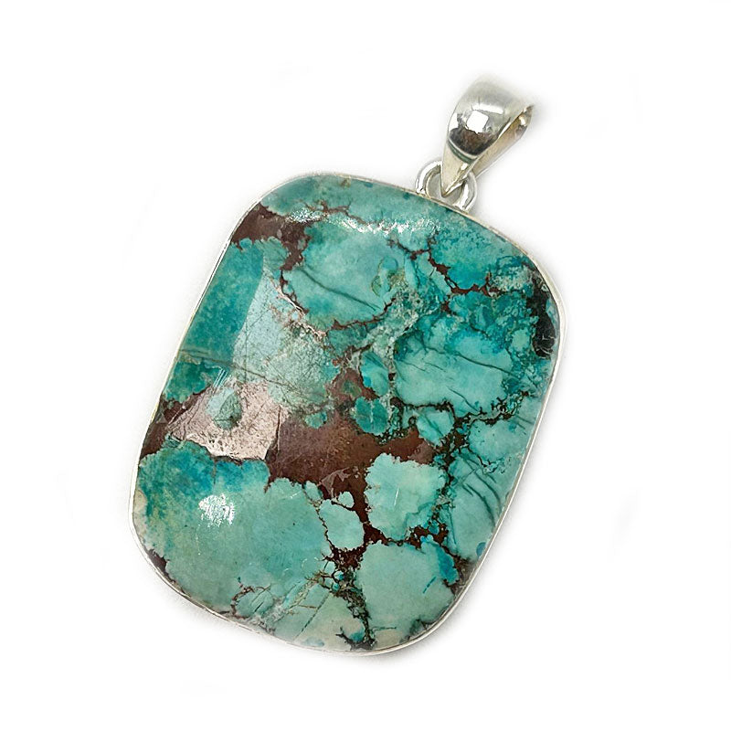 large turquoise silver gemstone pendant
