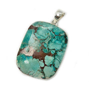 large turquoise silver gemstone pendant