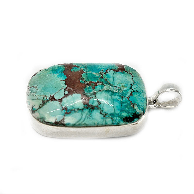 large turquoise silver gemstone pendant