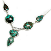handmade turquoise biwa pearl sterling silver necklace