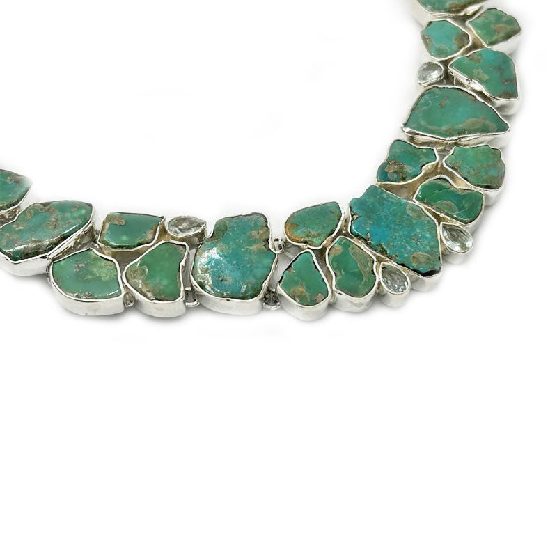 raw turquoise silver gemstone necklace