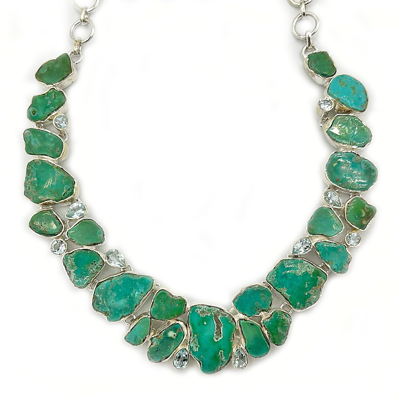 chunky turquoise sterling silver gemstone necklace