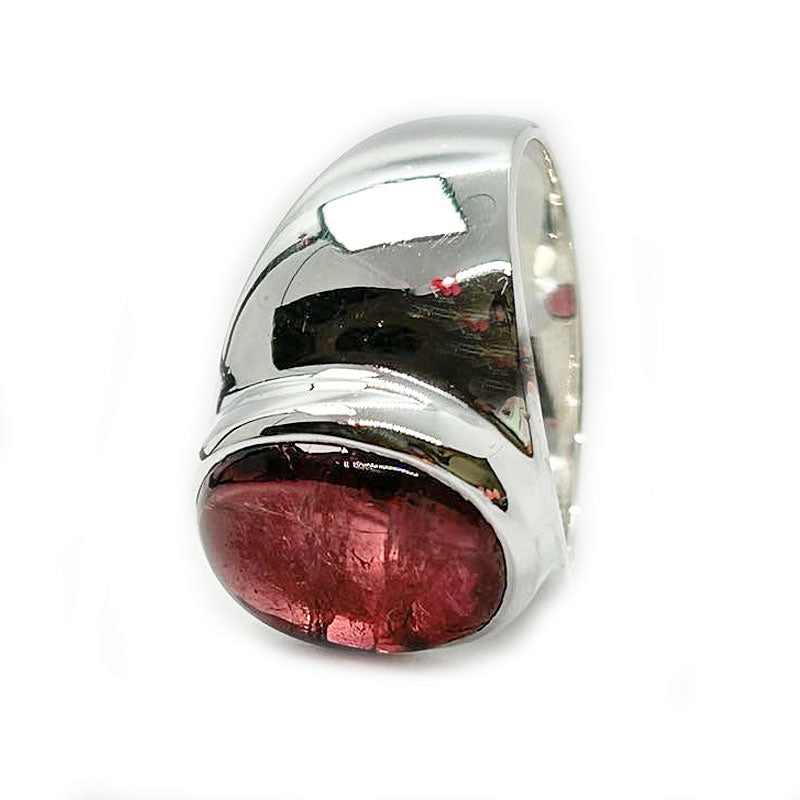 pink tourmaline sterling silver ring
