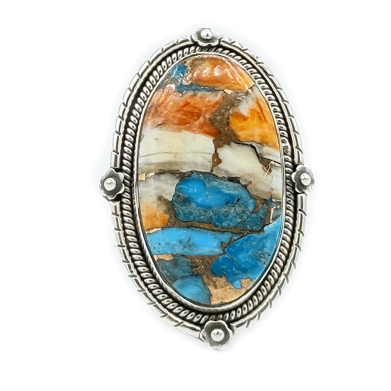 big oval oyster turquoise sterling silver ring