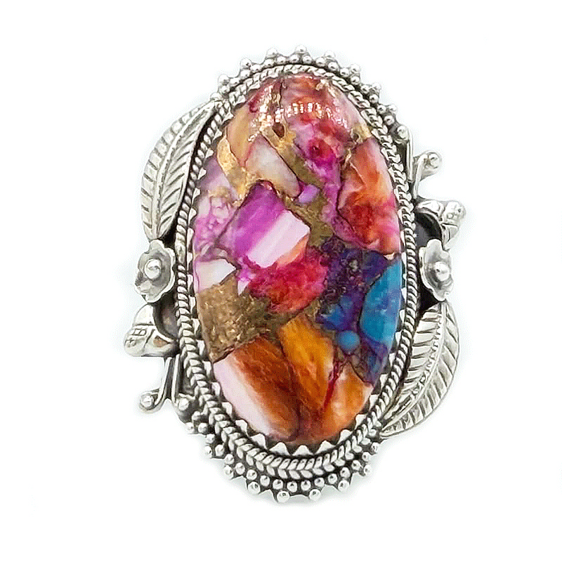 oyster turquoise sterling silver oval gemstone ring