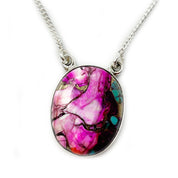 pink dahlia turquoise silver gemstone pendant